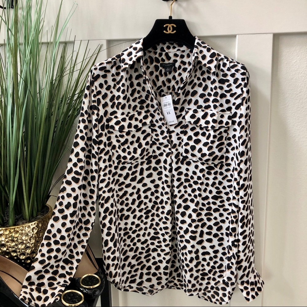 NWT - Ann Taylor Factory Collared Popover Blouse